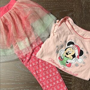 Pink Minnie Mouse Christmas Toddler Outfit